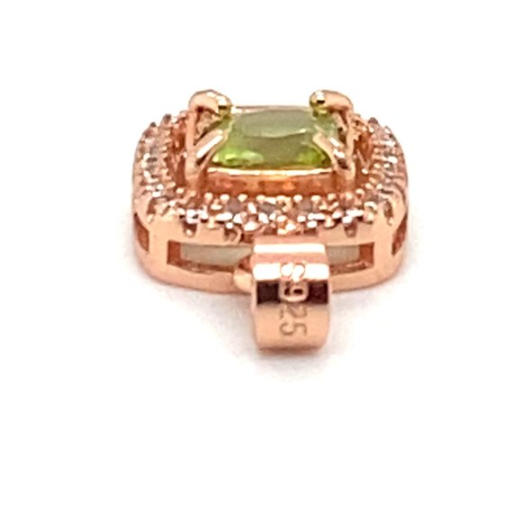 Peridot .70ct Rose Gold Finish Silver Pendant - Picture 7 of 7